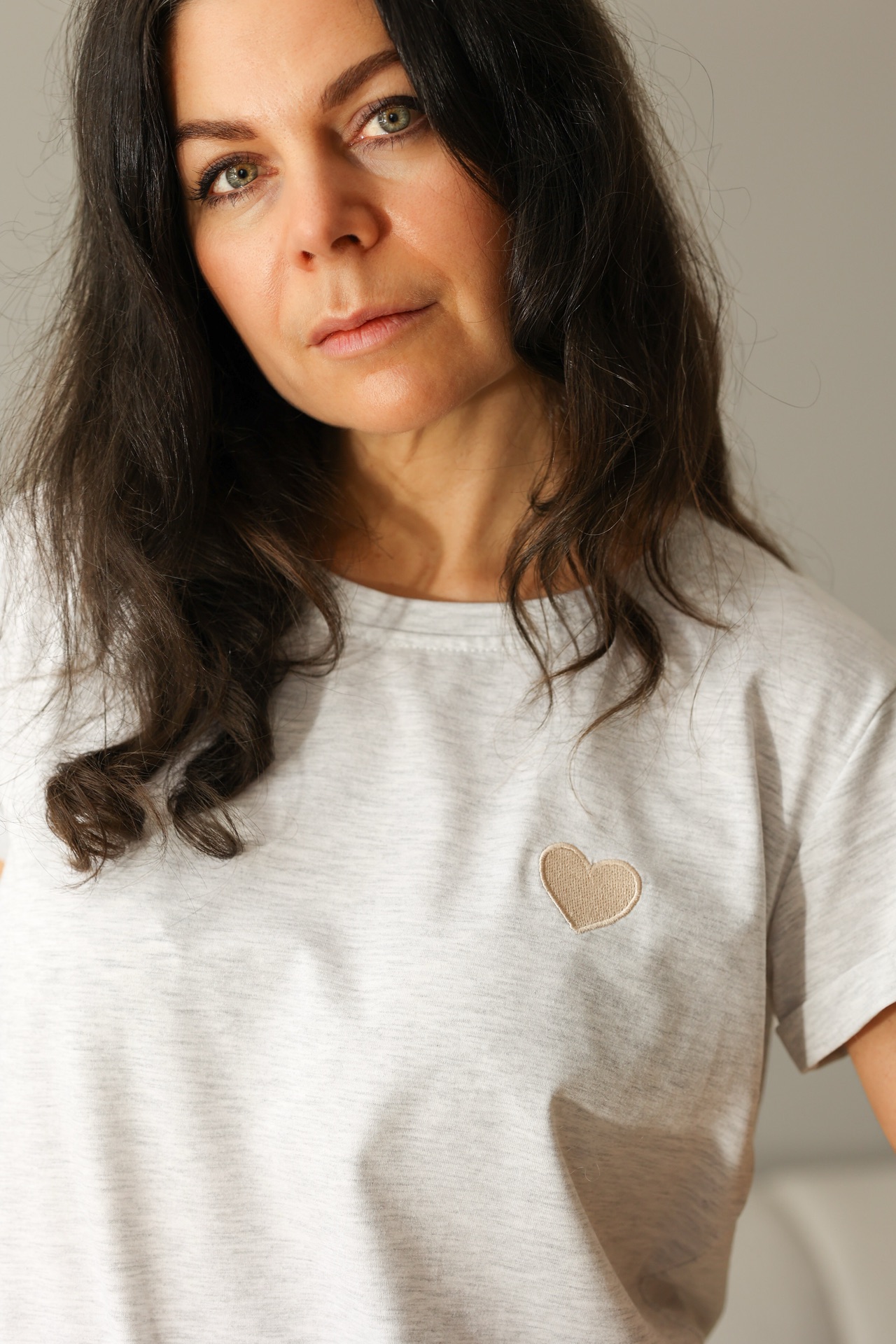 T-Shirt Heart - grey melange