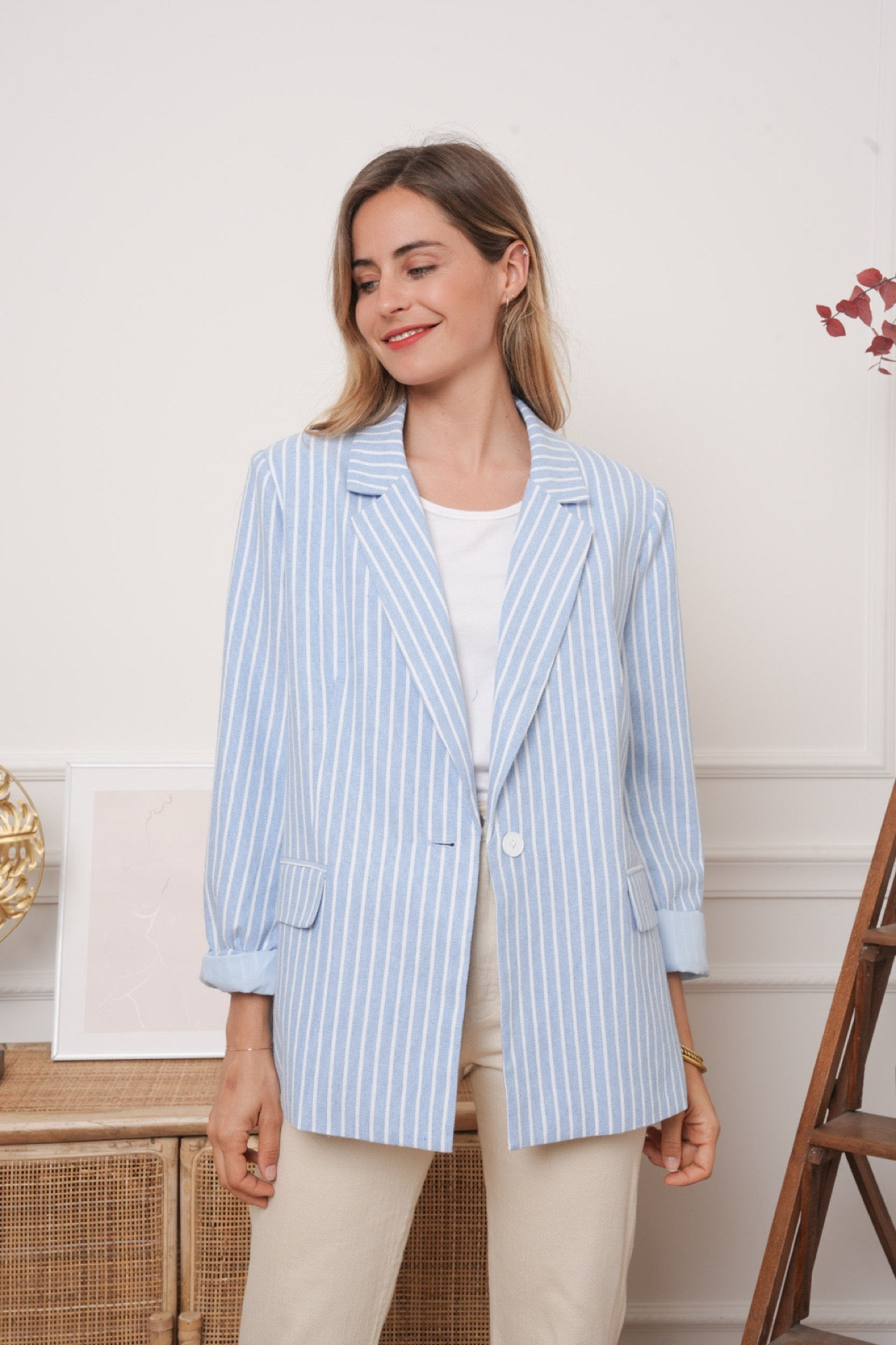 Relaxed Fit Blazer mit Streifen
