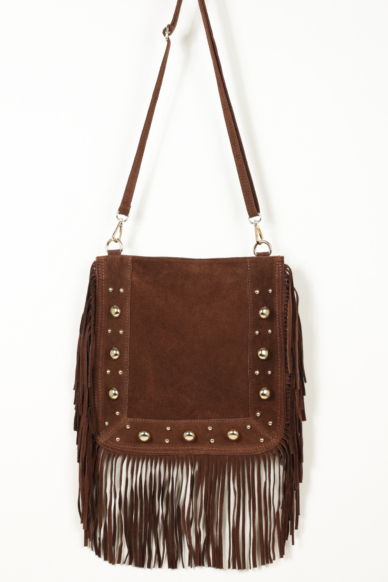 Wildledertasche mit Fransen und Nieten