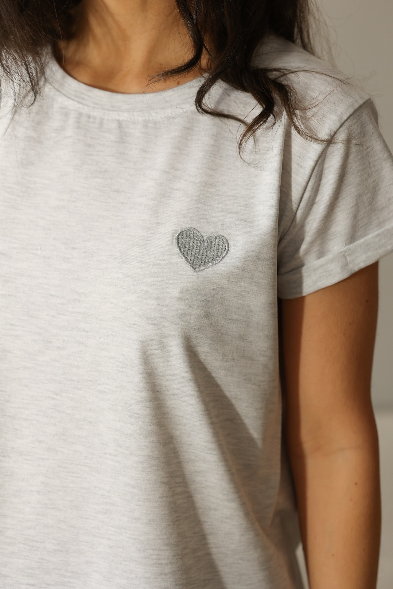 T-Shirt Heart - grey melange
