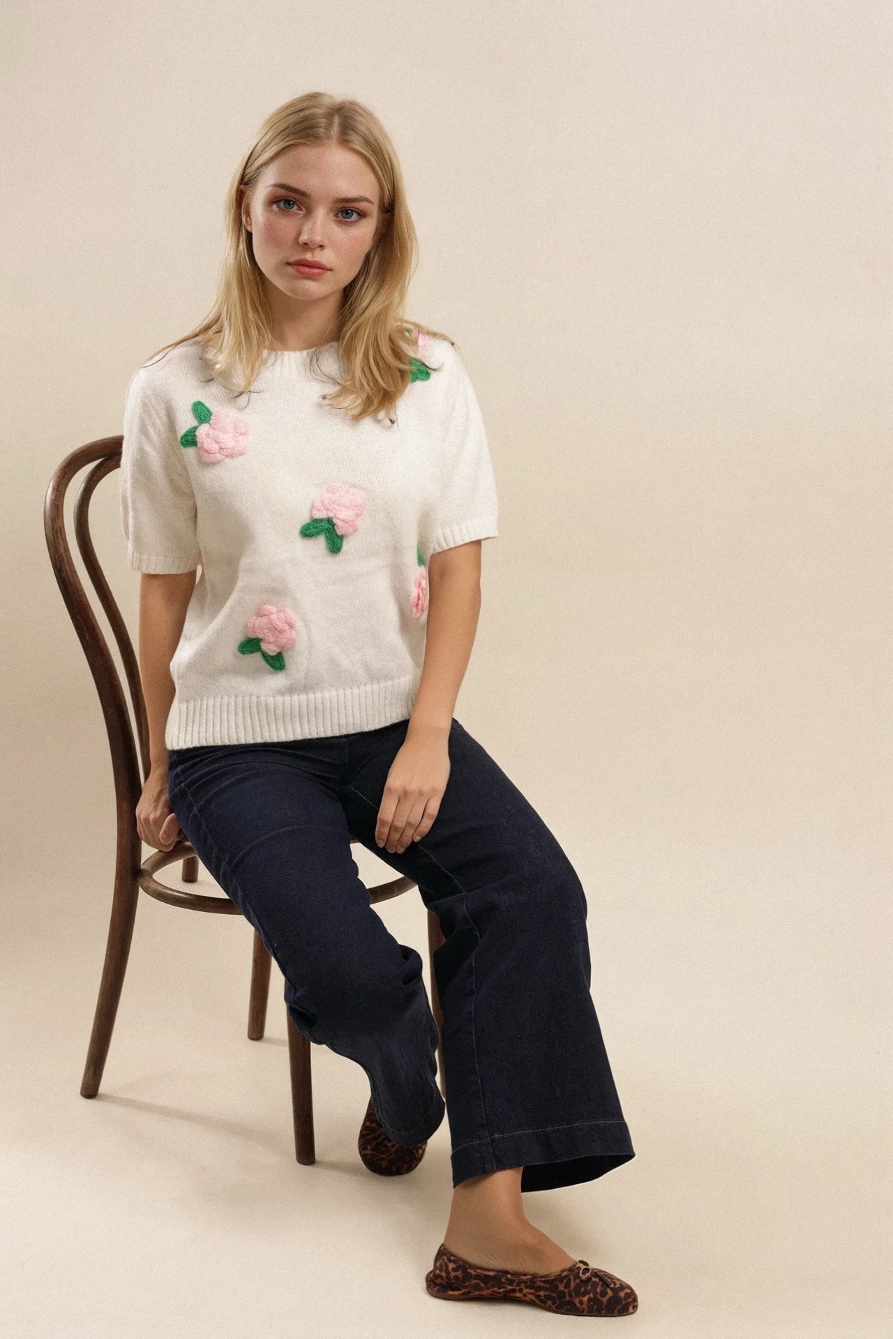 Kurzarmpullover Rose