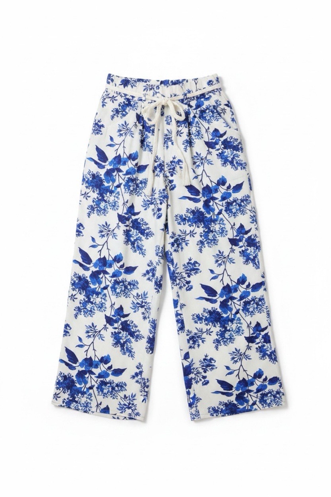 Wide Leg Stoffhose Blue Fleur