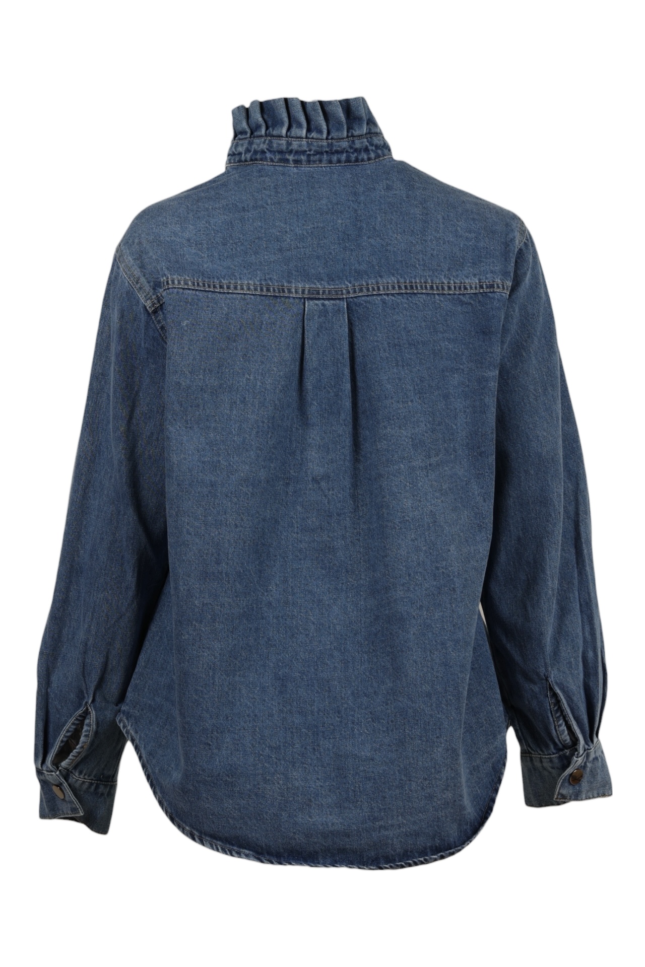 Jeansbluse mit Stehkragen