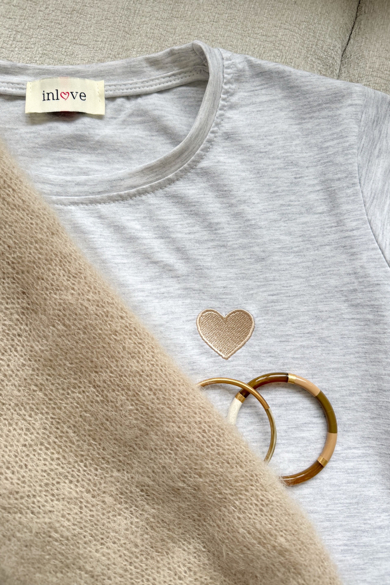 T-Shirt Heart - grey melange