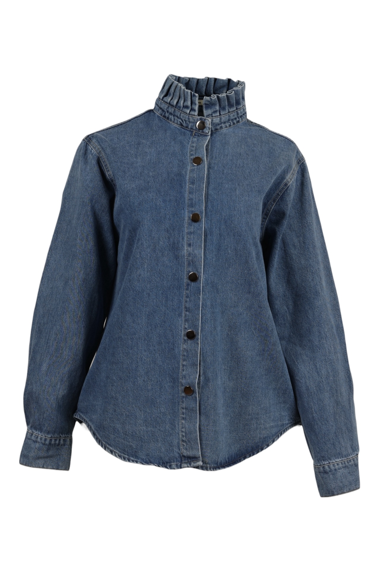 Jeansbluse mit Stehkragen