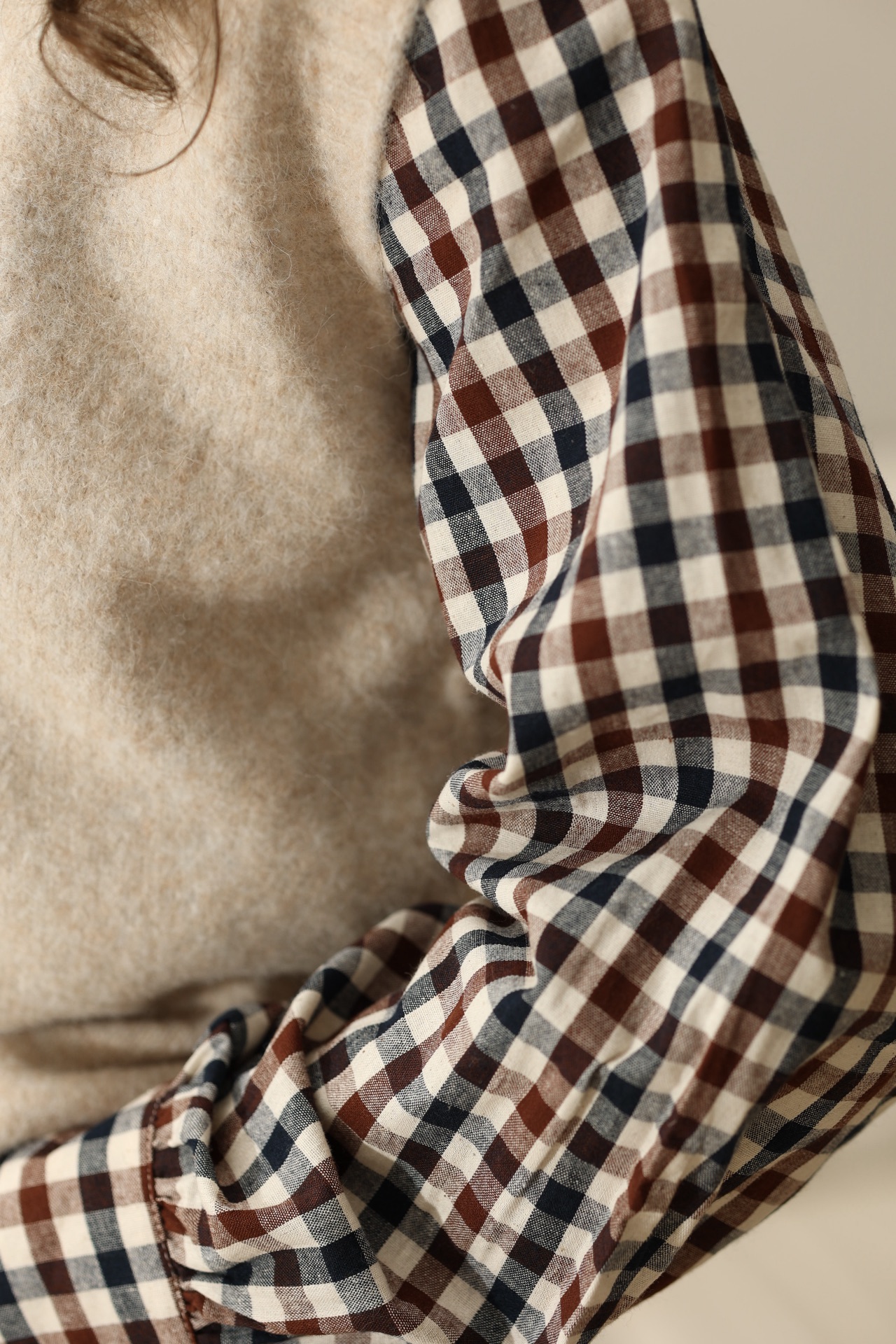 Bluse mit Vichy Karos und Stehkragen