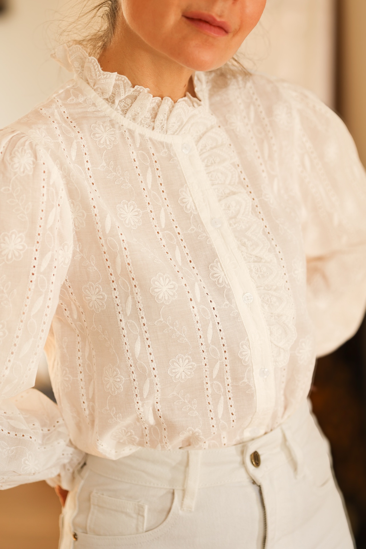 Bluse Katherine aus bestickter Baumwolle